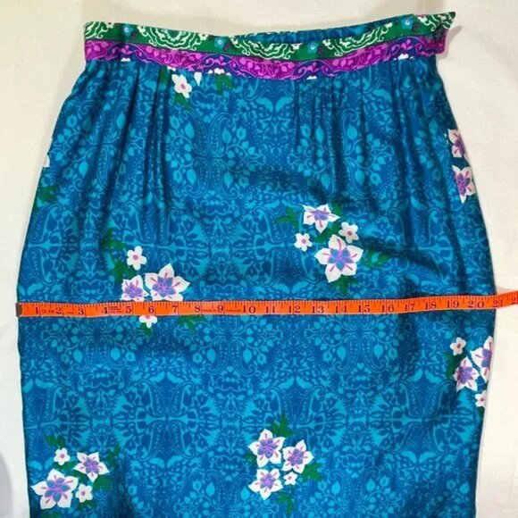 Vintage Alex Colman Maxi Skirt Tropical Boho Floral Side Slit Size S - Picture 9 of 13